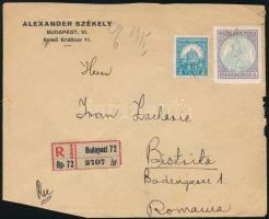 1927 Ajánlott levél Romániába vegyes 2f és 10.000K bérmentesítéssel