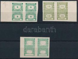 3 db Ellenőrző szelvény négyestömb, az egyik értékszámok nélkül