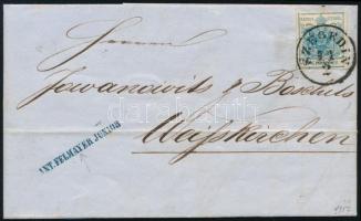 1857 9kr MP IIIb levélen teljes tartalommal "SZEGEDIN" - "TEMESVÁR" - Weisskirchen