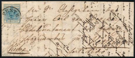 1853 9kr HP IIIa levélen teljes tartalommal "PESTH" - "VENEZIA"