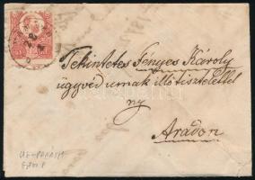 1872 Réznyomat 5kr levélen "ÚJ-PANÁTH" (Gudlin 800 pont) - "ARAD" különleges hajtási technika