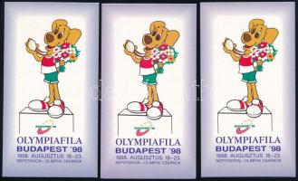 1998 Olympiafila 3 db levélzáró bélyegfüzet