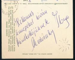 Medveczky Ilona (1941-) táncművésznő aláírása képeslapon