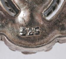 Ezüst (Ag) fülbevaló pár és függő, markazitokkal és türkizzel, 925 ezrelékes, jelzett, bruttó 15g