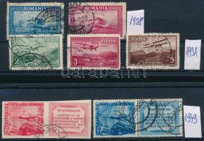 Románia légiposta bélyegek összeállítása 8 db kis stecklapon