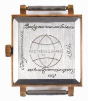 Raketa 23 köves aranyozott női karóra, szíj nélkül, foltos számlappal, 25x25mm