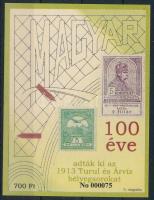2013 100 éve adták ki az 1913 Turul és Árvíz sorokat emlékív