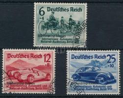Deutsches Reich 1939 Autókiállítás "Nürburgring-Rennen" felülnyomott sor Mi 695-697 (Mi EUR 100.-)