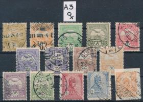 1909 Turul 13 klf érték + hírlapbélyeg A3 vízjelállással