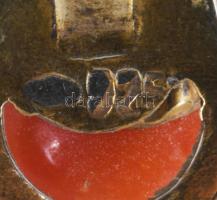 Ezüst (Ag) fülbevaló pár, csiszolt korall berakással, 925 ezrelékes ezüst, jelzett, bruttó 2,43g