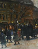 Berkes Antal (1874-1938): Nagyvárosi utca. Olaj, karton, jelzett. Üvegezett, kissé sérült fakeretben...