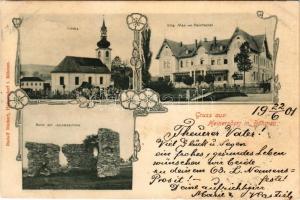 1901 Jindrichovice pod Smrkem, Heinersdorf an der Tafelfichte; Kirche, Villa Max von Heintschel, Rui...