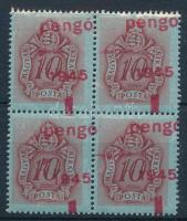 1945 Kisegítő portó 1P/10f négyestömb látványosan elcsúszott felülnyomással