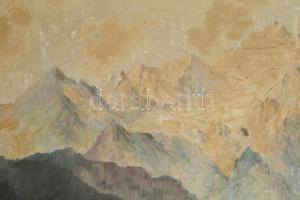 Olvashatatlan (Schmied?) jelzéssel, XX. sz. eleje: Hegyvidéki táj. Olaj, vászon. Javítot, sérült, 70...