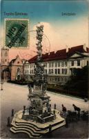 Teplice, Teplitz-Schönau; Schloßplatz / square, castle, Holy Trinity statue