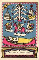 Boldog Karácsonyt! Nyomtatta és kiadja Kner Izidor, Gyoma / Hungarian art postcard with Christmas greeting s: Kozma (EK)