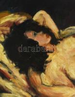 Jelzés nélkül, XX. sz. közepe: Fekvő női akt. Olaj, vászon. Apró sérüléssel, 64×98 cm