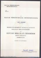 1989 Bányász szolgálati érdemérem arany fokozata, szalaggal. adományozó oklevéllel rajta Németh Miklós aláírásával