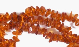Borostyán nyaklánc, szemenként csomózott, h: 200cm
