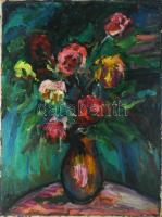 Frank Frigyes jelzéssel: Virágcsendélet. Olaj, vászon. 80×60 cm