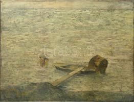 Tihanyi János Lajos (1892-1957): Vízparti jelenet. Olaj, vászon, jelezve balra lent. 61x80 cm