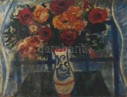 Vaszary J jelzéssel: Csendélet. Olaj, fa. 41x53,5 cm