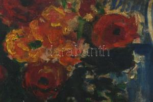 Vaszary J jelzéssel: Csendélet. Olaj, fa. 41x53,5 cm