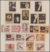 1960-1970 Vegyes gyufacímketétel 16 lapra ragasztva, főleg magyar gyufacímkékkel, kb. 200 db