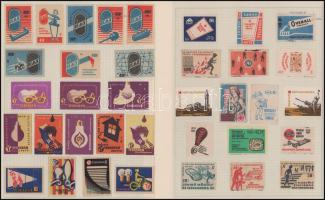 1960-1970 Vegyes gyufacímketétel 16 lapra ragasztva, főleg magyar gyufacímkékkel, kb. 200 db