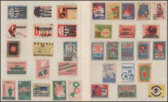 1960-1970 Vegyes gyufacímketétel 16 lapra ragasztva, főleg magyar gyufacímkékkel, kb. 200 db