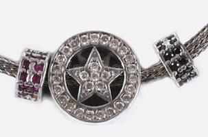 Ezüst (Ag) karkötő charmokkal, h: 18 cm, bruttó 9,6g