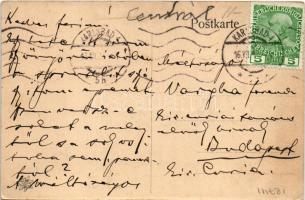 1913 Karlovy Vary, Karlsbad; Marktplatz / market square, bank and exchange office, shop of Franz Rei...