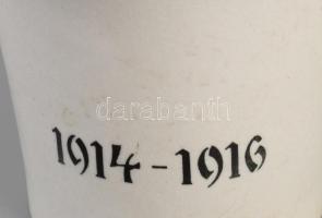 cca 1915 Porcelán hadi mozsár, m: 12 cm, törő h: 19 cm