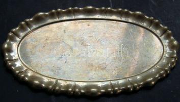 Fodros szélű és ovális alakú alpakka tálca 37,5cm-es hosszúsággal