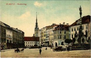 Olomouc, Olmütz; Niederring / square, shop of Johann Lofler, market (EK)