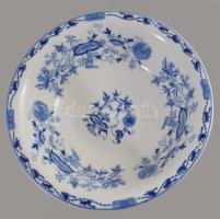 Nagyméretű máz alatti kobalt festésű hagymamintás kínáló, jelzett, hibátlan, d: 30,5 cm, m: 9,5 cm