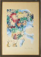 Pécsi Pilch Dezső (1888-1949): Csendélet, 1931. Színezett litográfia, papír, jelezve jobbra lent. Üvegezett, kissé sérült fakeretben. 36×25 cm. /