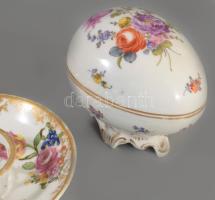 Régi bonbonier, cukortartó, mécsestartó, közte Alt wien, kopással, jelzett, d: 13 cm alatt