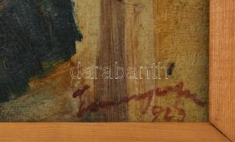 Einczinger Ferenc (1879-1950): Esztergom, pincesor, 1920-as évek. Olaj, karton, jelzett. Üvegezett f...