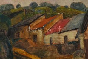 Einczinger Ferenc (1879-1950): Esztergom, pincesor, 1920-as évek. Olaj, karton, jelzett. Üvegezett f...