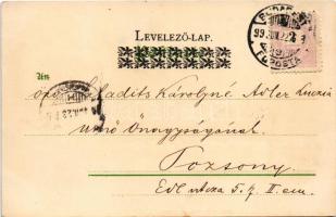 1899 Zell am See, m. Kitzsteinhorn, Schmittenhöhe, Marktplatz. Alpen-Postkarte No. 3. Lith. Druck u....