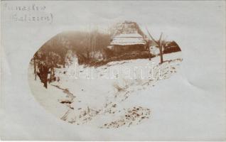 Junaskow, Galizien / WWI German and Austro-Hungarian K.u.K. military, winter in Galicia. photo (gyűr...