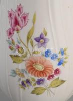 Hollóházi kézzel festett virágmintás váza, jelzett, hibátlan, m: 24 cm