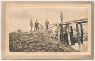 Marosújvár, Ocna Mures; Árvíztörő gátkötés kezdete / dam construction to stop the flood