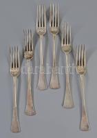 Ezüst (Ag) 6 személyes 40 részes evőeszköz készlet, 1872-1937, illetve 1937-1966 közötti fémjel, klf...