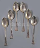 Ezüst (Ag) 6 személyes 40 részes evőeszköz készlet, 1872-1937, illetve 1937-1966 közötti fémjel, klf...
