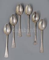 Ezüst (Ag) 6 személyes 40 részes evőeszköz készlet, 1872-1937, illetve 1937-1966 közötti fémjel, klf...