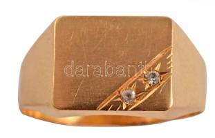 Arany (Au) pecsétgyűrű, 18K, m:61, jelzett, bruttó 3,2g