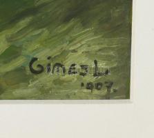Gimes Lajos (1886-1945): Hegyvidéki táj, 1907. Olaj, papír, jelzett, üvegezett fakeretben, 22×30 cm