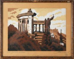 Olvashatatlan (Beregi?) jelzéssel, 2 db mű: Szt. Gellért szobor és Tabán, Hadnagy u., 1930 körül Budapest. Tempera, falemez. Üvegezett fakeretben. 18,5x25,5 és 25,5x18,5 cm